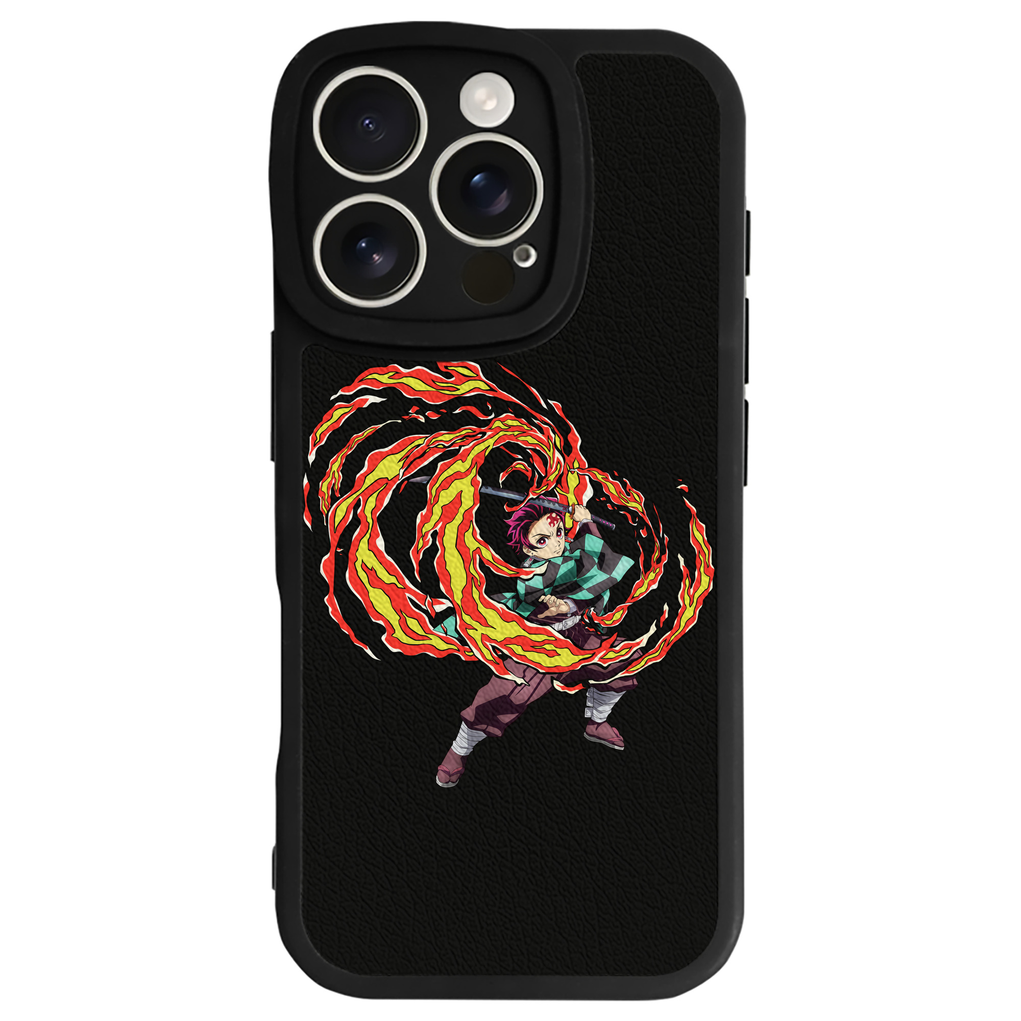 （画像用） 鬼滅の刃 竈門 炭治郎／かまど たんじろう Kamado Tanjirou 【iPhone 16シリーズ対応】シリコンスマホケース（レザー調） 材質：シリコン